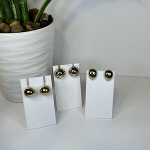 3- Gold Tone Fashion Large Ball Designer Clip‎ On Earrings Monet, Napier & JJC